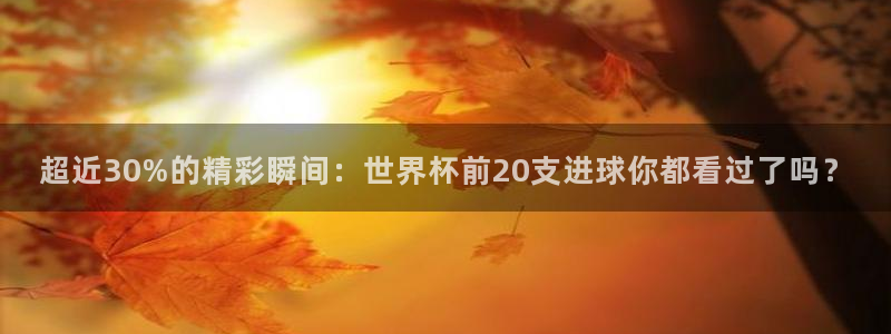 足球世界杯2026:超近30%的精彩瞬间:世界杯前20支进球你都看过了吗?
